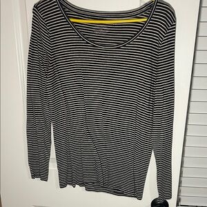 Ann Taylor Navy and White Striped Long Sleeve Top